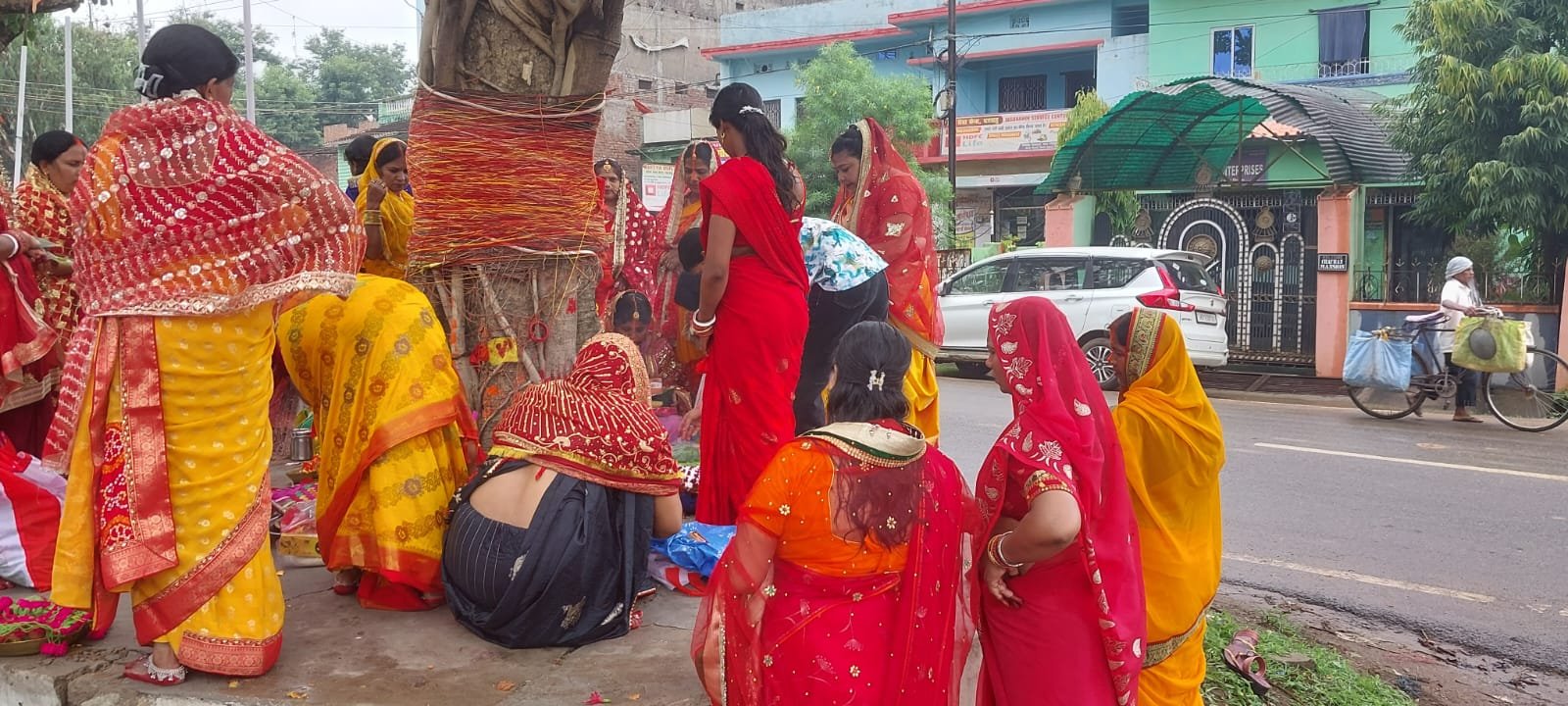 पतरातू क्षेत्र में सुहागिनों ने भक्ति भाव के साथ किया बट सावित्री की पूजा