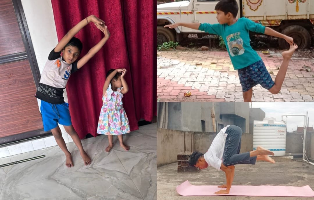 श्री गुरु नानक पब्लिक स्कूल के छात्रों ने भारी वर्षा और ख़राब मौसम के बीच भी योग किया
