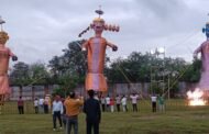 विजयदशमी की देर शाम बारिशों के बीच रावण दहन कार्यक्रम का आयोजन