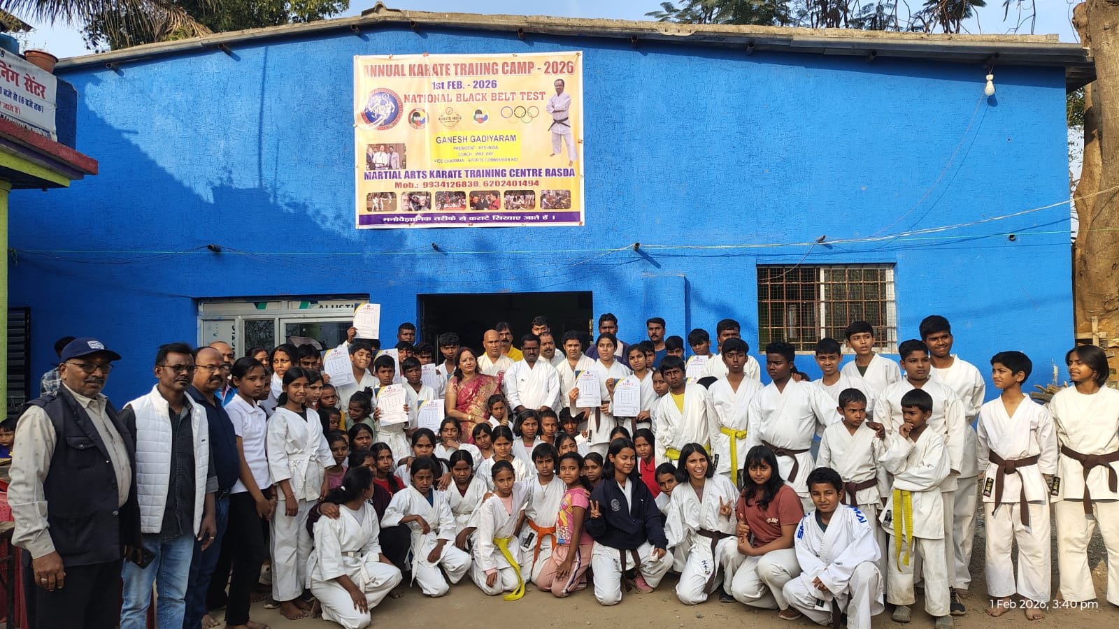 एक दिवसीय मार्शल आर्ट्स कैंप सह,नेशनल ब्लैक बेल्ट ग्रेडिंग सम्पन्न