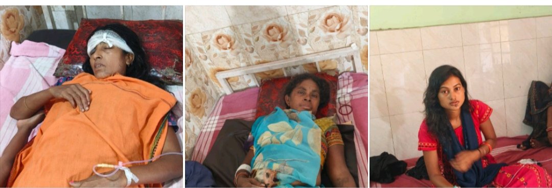 अज्ञात वाहन की चपेट में आकर मुरपा की आधा दर्जन महिलाएं हुई घायल