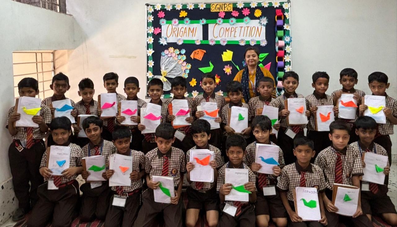 श्री गुरु नानक पब्लिक स्कूल में ओरिगामी गतिविधि का आयोजन