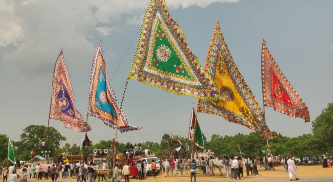 गगन चुम्बी निशानों के साथ हुआ आठवीं तारीख छड़वा मोहर्रम मेला का आगाज