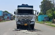भदानीनगर के महुआ टोला में आगे चल रही हाइवा को पीछे से मेरी टक्कर, चालक घायल